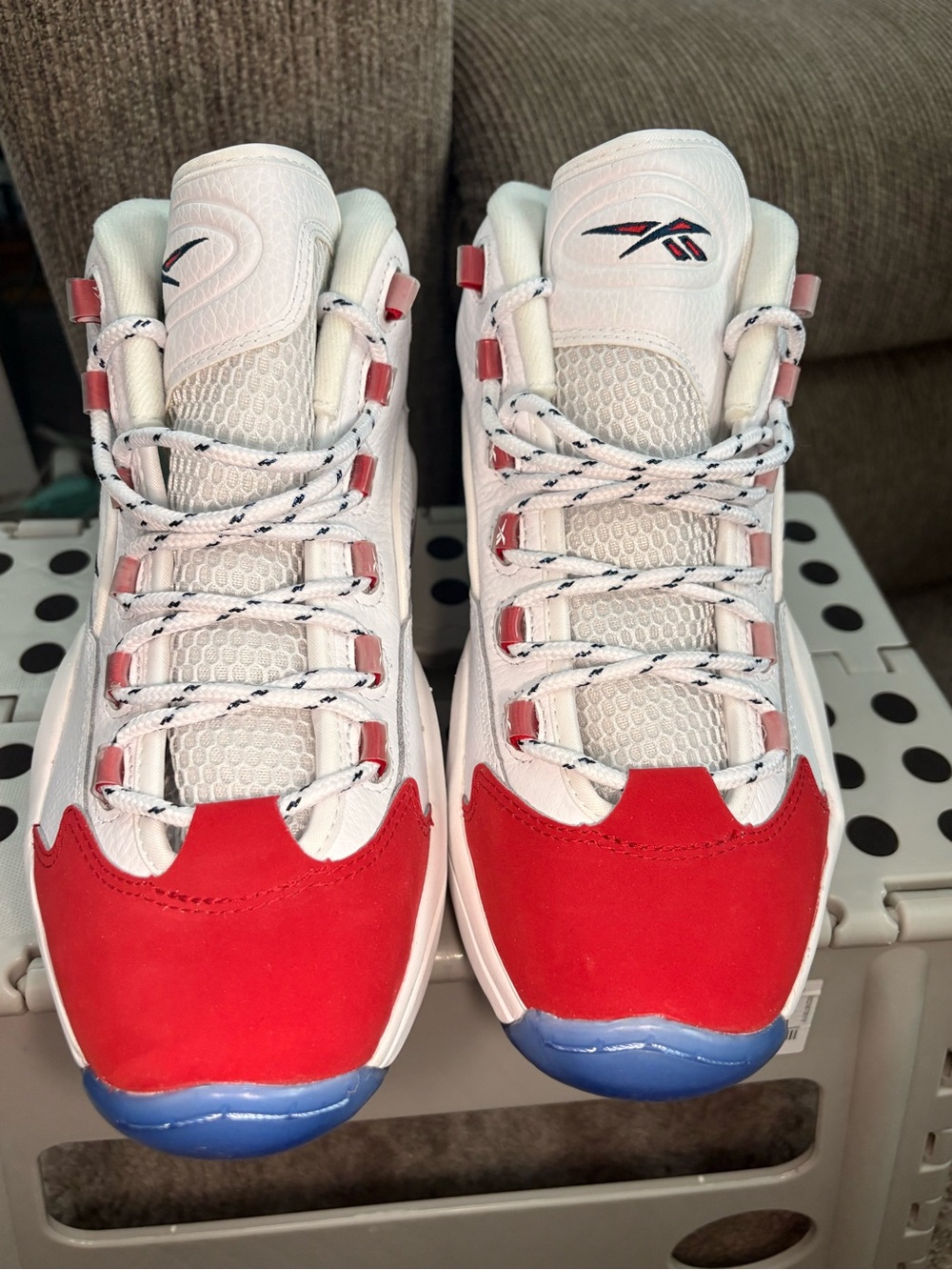 Reebok Question Mid (Red Toe), Size 9.5 Men